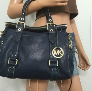 MICHAEL KORS Navy Blue Leather Satchel